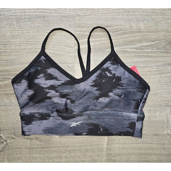 Reebok Womens Workout Ready Speedwick Camo Bra Top Black - Picture 3 of 5